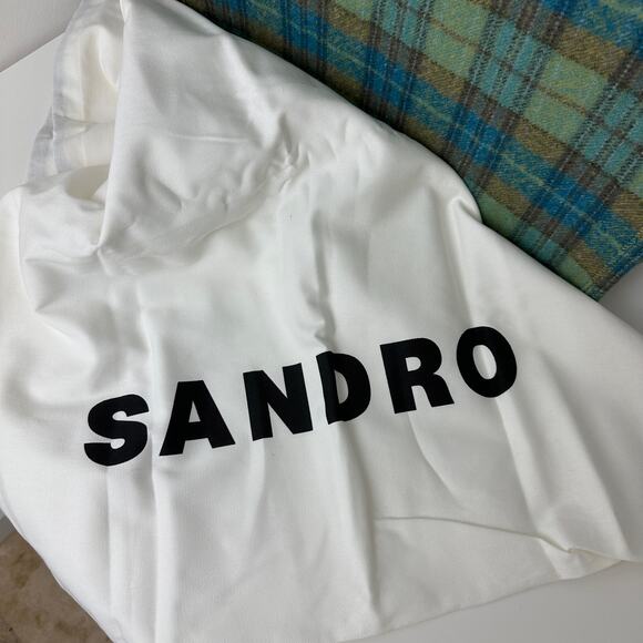 Sandro Kasbah Plaid Tote Bag Checked Brushed Virgin Wool Felt Large $370 NWT - Picture 10 of 14